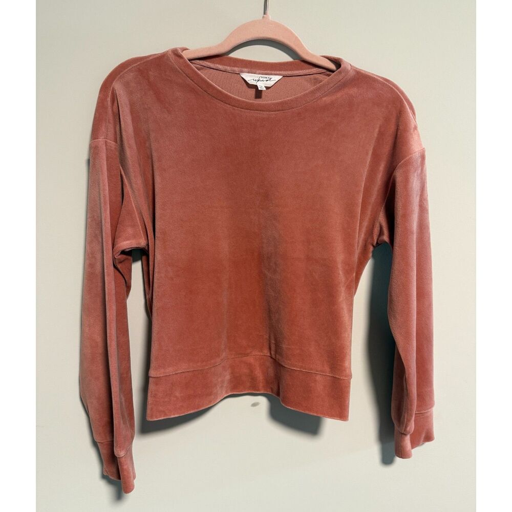 Soma Weekend Velour Lounge Top Size 12 Clay Rose Pink Velvet Pullover Cozy Soft